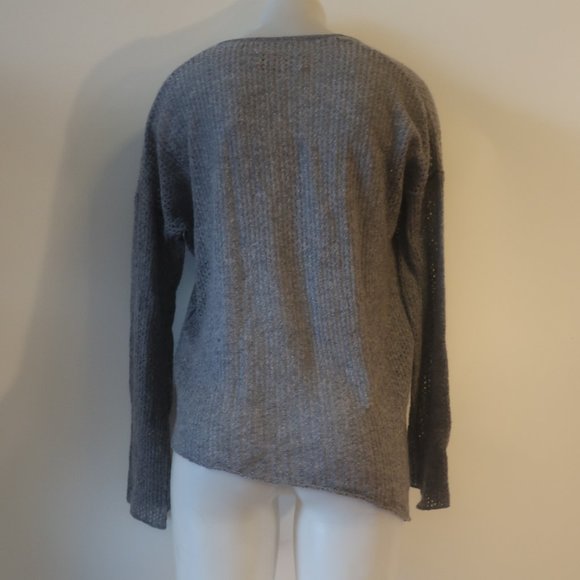 Womens Zadig & Voltaire Deluxe 100% Cashmere Gray Open Knit Sweater M * - Picture 6 of 8